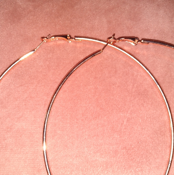 Huge Rose Gold Pink Butterfly Charm Hoops Big XL Oversized Hoop Earrings KATTA - Picture 6 of 9